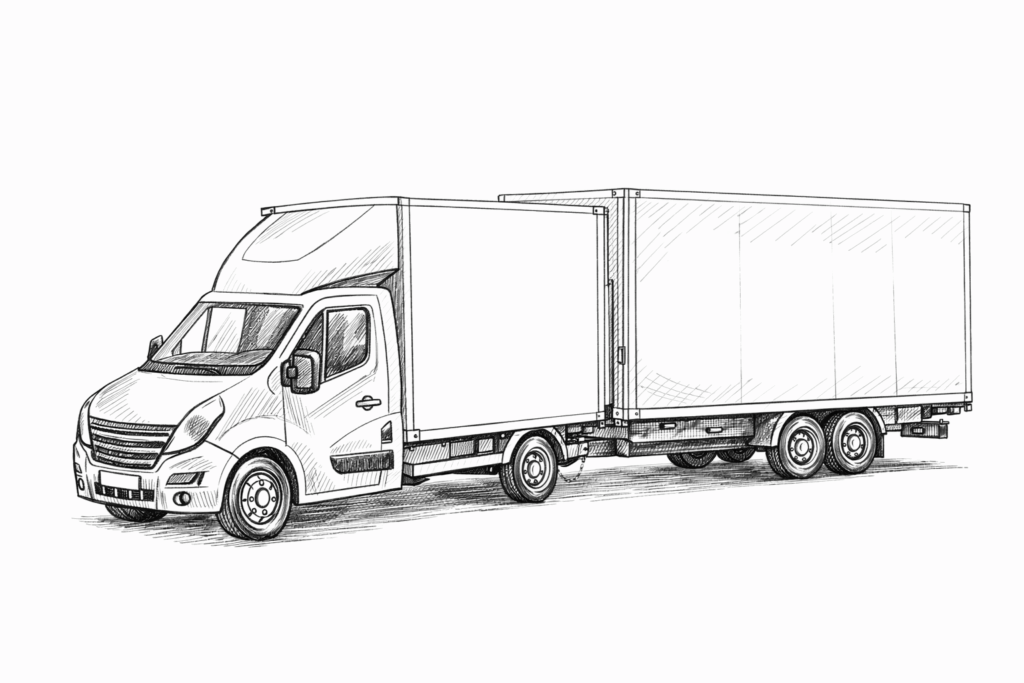 Kastenwagen mit Anhänger